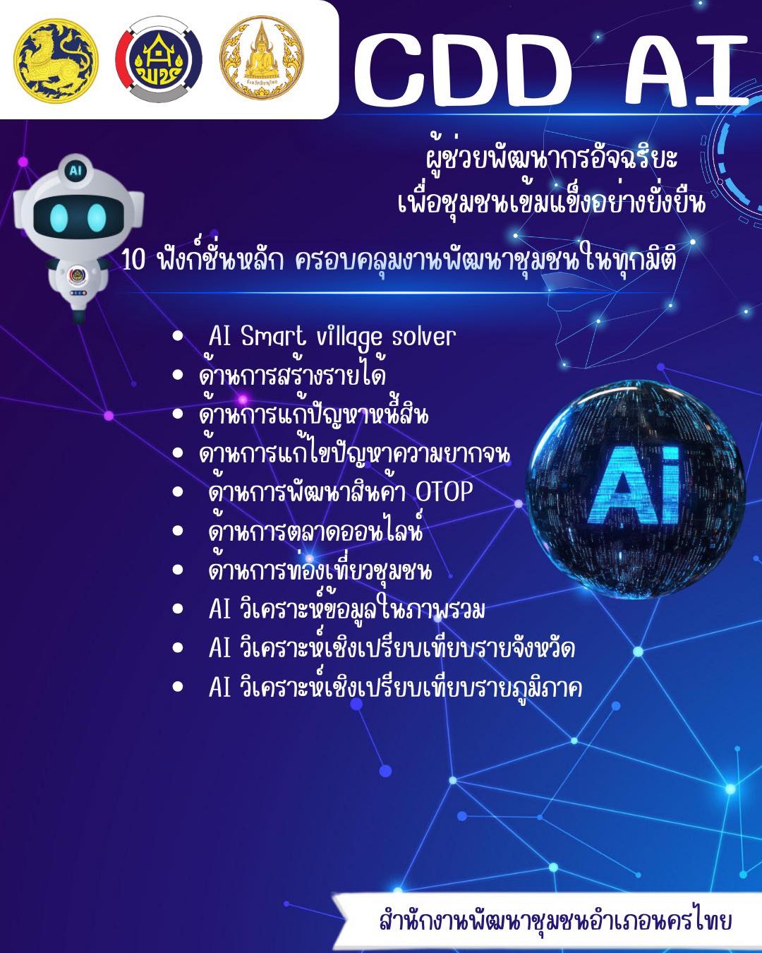 มิติใหม่แห่งการพัฒนาชุมชน! ‘CDD AI’ ผู้ช่วยอัจฉริยะ ที่พร้อมเคียงข้างคุณ 24 ชั่วโมง